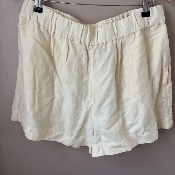 H&M Pants - H&M Linen Blend Shorts Womens Light Yellow Elastic Waist Casual Summer